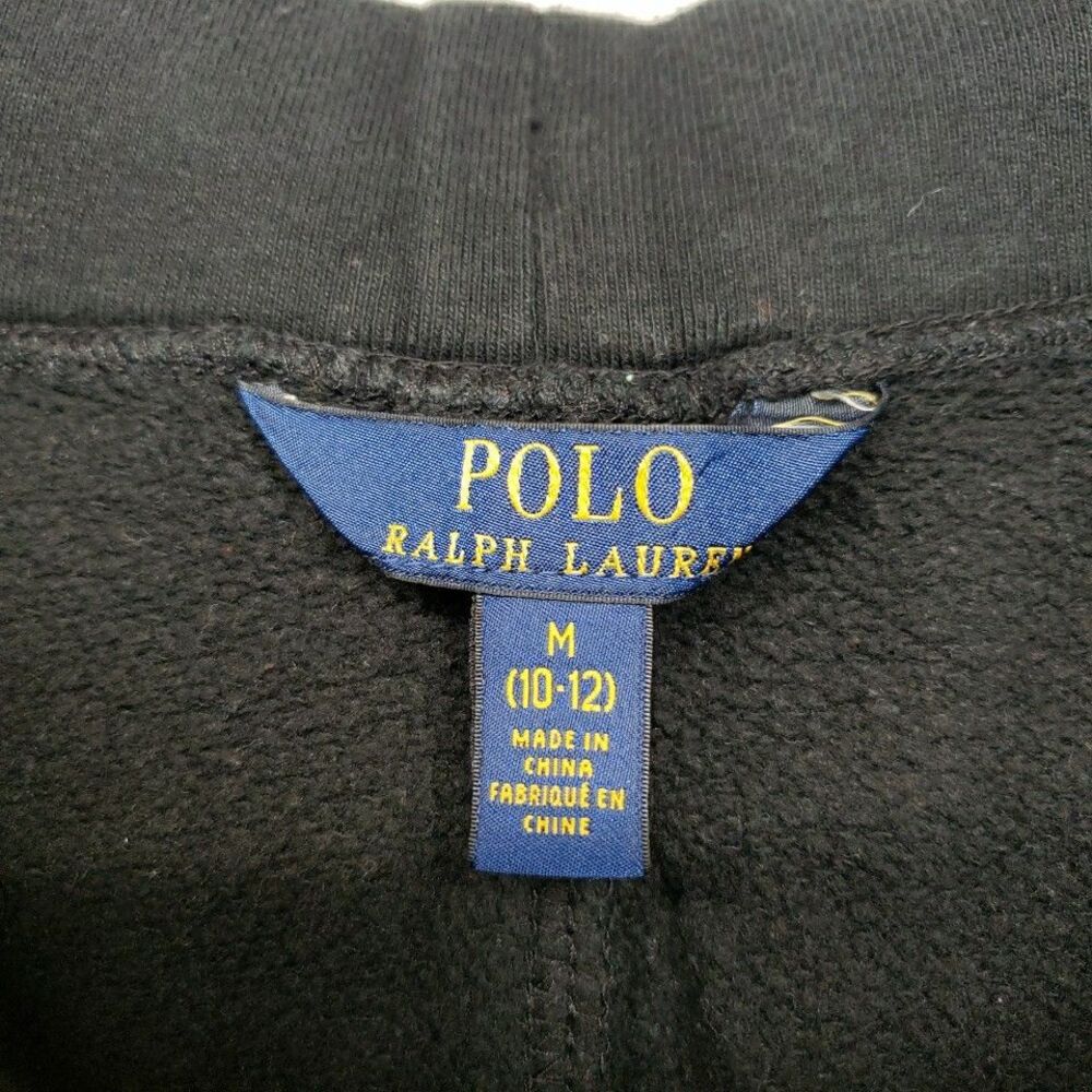 Polo Ralph Lauren Youth Medium Black Sweatpants Joggers Red Pony Logo Warm - Picture 7 of 7